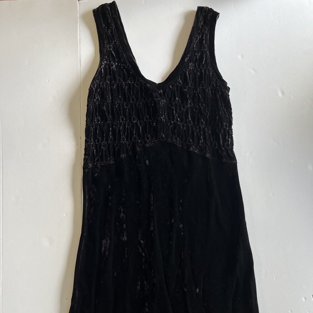 VTG 90s Beth Schaeffer Chocolate Brown Crushed Velvet Maxi Dress Size S - Picture 9 of 10